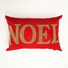 Handmade Red Noel Bead Wooden Pillow (Color: Red)