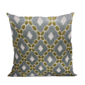 Plutus Velvet Majestic Blue, Citrine, Cream Handmade Luxury Pillow (Color: Blue, Citrine, Cream, size: Double sided  16" x 16")