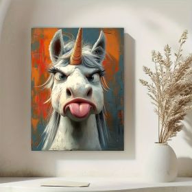1 Piece Canvas Painting With Wooden Frame, Ready To Hang, Whimsical Unicorn Canvas Art Print - Framed Cartoon Wall Decor For Living Room, Bedroom (Option: 32x24inch)
