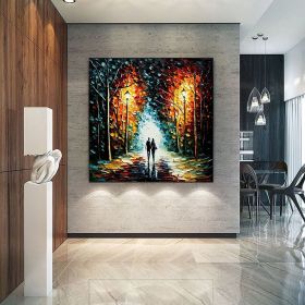 Hand Painted Oil Painting Original Romantic Cityscape Oil Painting On Canvas Large Wall Art Abstract Colorful Forest Painting Custom Tree Paintin (Style: 01, size: 70x70cm)