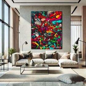 Painting Graffiti Art Canvas Original Hand Painted Oil Painting Graffiti Wall Art Canvas Urban Wall Art Framed Over The Bed Wall Decor (Style: 01, size: 80x120cm)