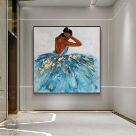 Handmade Oil Painting Abstract Ballerina Painting On Canvas Ballet Dancer Wall Art Dancing Girl Acrylic Painting Modern Ballerina Art For Living Room (Style: 01, size: 120x120cm)