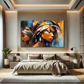 Abstract Black Women Art African Women Hand Painted Oil Painting Mid Century Modern Wall Art Black Girl Wall Art Oversized Wall Decor Above Couch Art (Style: 01, size: 120x160cm)