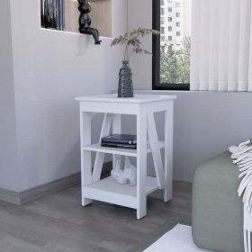 Clio Auxiliary Table, with two shelves (Color: White)