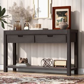 Console Table Entryway Table for Hallway Living Room with 2 Drawers and 1 Shelf (Color: Antique brown, Material: MDF)