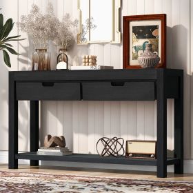 Console Table Entryway Table for Hallway Living Room with 2 Drawers and 1 Shelf (Color: Black, Material: MDF)