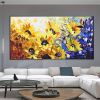Hand Painted Oil Painting Original Sunflower Landscape Oil Painting on Canvas Large Wall Art Abstract Flower Minimalist Art Yellow Floral Painting Liv